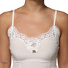 Dolce & Gabbana White Lace Gold DG Logo Silk Dress Sleepwear