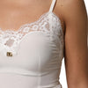 Dolce & Gabbana White Lace Gold DG Logo Silk Dress Sleepwear