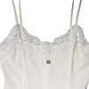 Dolce & Gabbana White Lace Gold DG Logo Silk Dress Sleepwear