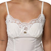 Dolce & Gabbana White Lace DG Logo Silk Dress Sleepwear