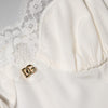 Dolce & Gabbana White Lace DG Logo Silk Dress Sleepwear