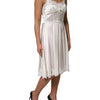 Dolce & Gabbana White Lace DG Logo Silk Dress Sleepwear