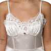 Dolce & Gabbana White Lace DG Logo Silk Dress Sleepwear