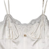 Dolce & Gabbana White Lace DG Logo Silk Dress Sleepwear