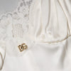 Dolce & Gabbana White Lace DG Logo Silk Dress Sleepwear