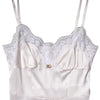 Dolce & Gabbana White Lace Gold DG Logo Silk Dress Sleepwear