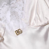 Dolce & Gabbana White Lace Gold DG Logo Silk Dress Sleepwear