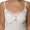 Dolce & Gabbana White Lace Gold DG Logo Silk Dress Sleepwear