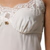 Dolce & Gabbana White Lace Gold DG Logo Silk Dress Sleepwear