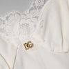 Dolce & Gabbana White Lace Gold DG Logo Silk Dress Sleepwear