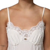 Dolce & Gabbana White Lace Gold DG Logo Silk Dress Sleepwear