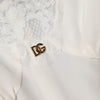 Dolce & Gabbana White Lace Gold DG Logo Silk Dress Sleepwear