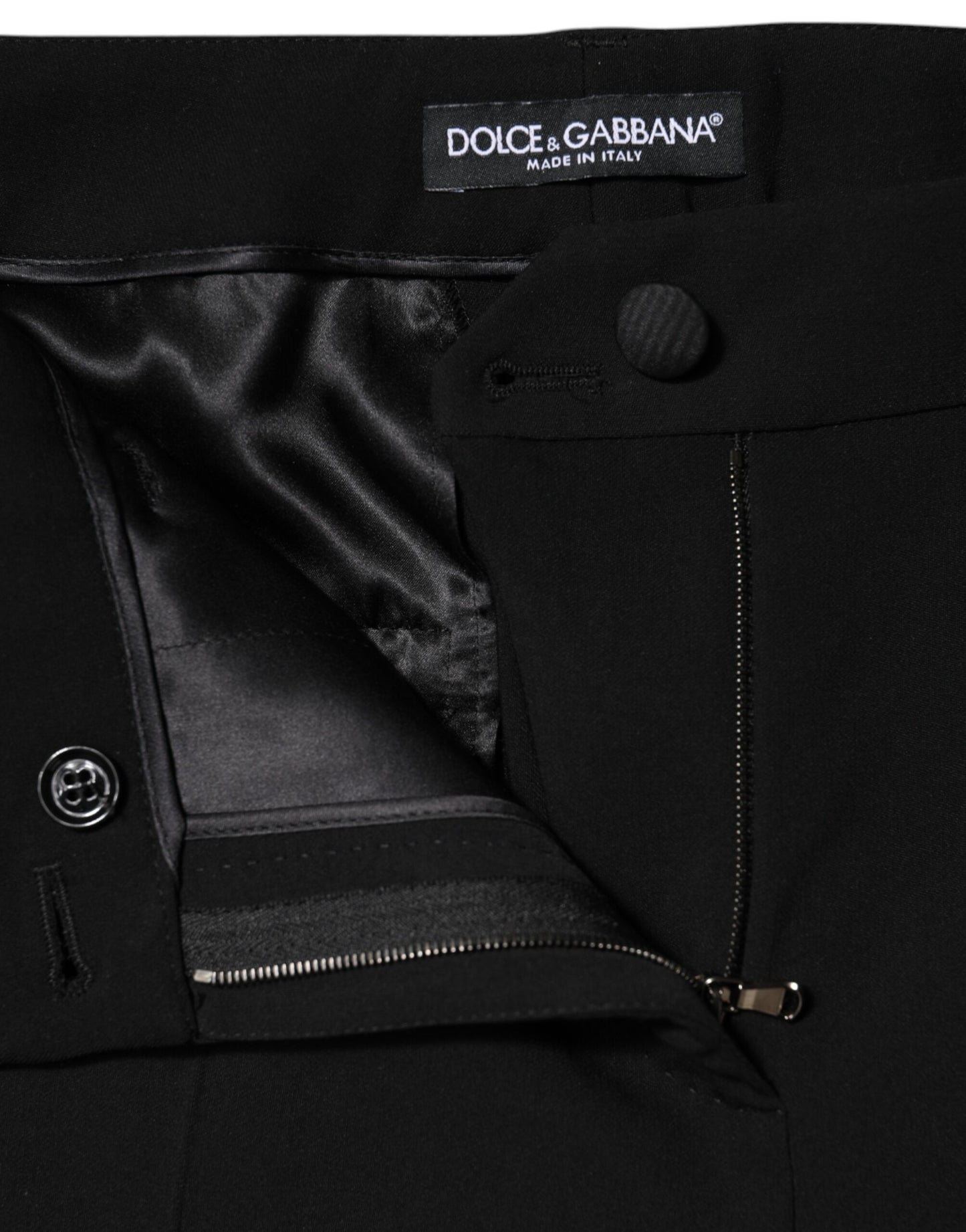Dolce &amp; Gabbana – Schwarze, hoch taillierte Karottenhose aus Wolle