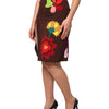 Dolce & Gabbana Brown Floral High Waist Side Slit Skirt