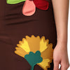 Dolce & Gabbana Brown Floral High Waist Side Slit Skirt