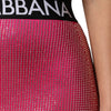 Dolce & Gabbana Pink Rhinestone Embellished Logo Mini Skirt