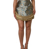 Dolce & Gabbana Blue Floral Jacquard Tasseled Mini Skirt