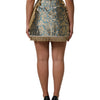 Dolce & Gabbana Blue Floral Jacquard Tasseled Mini Skirt