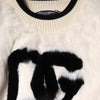Dolce & Gabbana White Cropped Faux Fur DG Sweatshirt Sweater