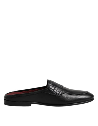 Dolce &amp; Gabbana – Slipper aus schwarzem Kalbsleder