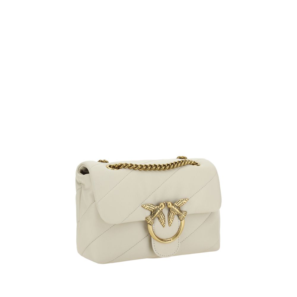 PINKO White Calf Leather Bos Taurus Shoulder Bag