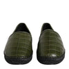 Dolce & Gabbana Green Exotic Leather Espadrilles Slip On Shoes