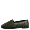 Dolce & Gabbana Green Exotic Leather Espadrilles Slip On Shoes