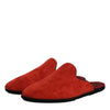 Dolce & Gabbana Orange Suede Slides Flat Slipper Shoes