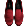 Dolce & Gabbana Red Velvet Slip On Loafers Formal Shoes