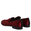 Dolce & Gabbana Red Velvet Slip On Loafers Formal Shoes