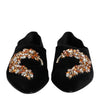 Dolce & Gabbana Black Velvet Embellished Loafer Slip On Shoes