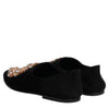 Dolce & Gabbana Black Velvet Embellished Loafer Slip On Shoes