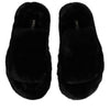 Dolce & Gabbana Black Polyester Velvet Slides Slipper Shoes