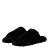 Dolce & Gabbana Black Polyester Velvet Slides Slipper Shoes