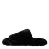 Dolce & Gabbana Black Polyester Velvet Slides Slipper Shoes