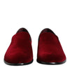 Dolce & Gabbana Red Cotton Velvet Slip On Loafers Formal Shoes