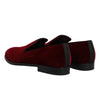 Dolce & Gabbana Red Cotton Velvet Slip On Loafers Formal Shoes