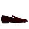 Dolce & Gabbana Red Cotton Velvet Slip On Loafers Formal Shoes