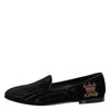 Dolce & Gabbana Black DG Crown Embroidery Loafers Slip On Shoes