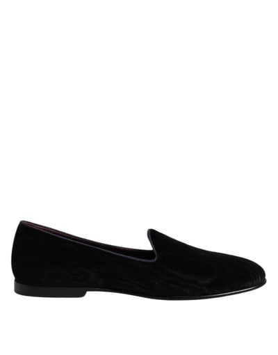 Dolce &amp; Gabbana – Schwarze Slipper mit DG-Kronenstickerei