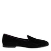 Dolce & Gabbana Black DG Crown Embroidery Loafers Slip On Shoes