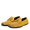 Dolce & Gabbana Yellow Exotic Leather Loafers Slip On Shoes