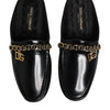 Dolce & Gabbana Black Leather DG Chain Embellished Sandals Shoes