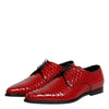Dolce & Gabbana Red Exotic Leather Lace Up Dress Derby Shoes