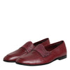 Dolce & Gabbana Burgundy Calfskin Leather Formal Slip On Shoes