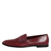 Dolce & Gabbana Burgundy Calfskin Leather Formal Slip On Shoes