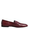 Dolce & Gabbana Burgundy Calfskin Leather Formal Slip On Shoes