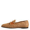 Dolce & Gabbana Brown Woven Raffia Slip On Loafers Shoes
