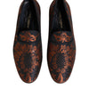 Dolce & Gabbana Black Jacquard Polyester Slip On Loafers Shoes