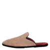 Dolce & Gabbana Beige Capra Suede Slides Flat Slipper Shoes
